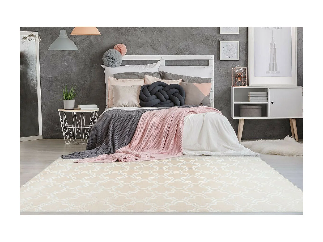 Tapis Vintage Fait Main "Monroe I" Crème 160 x 230 cm