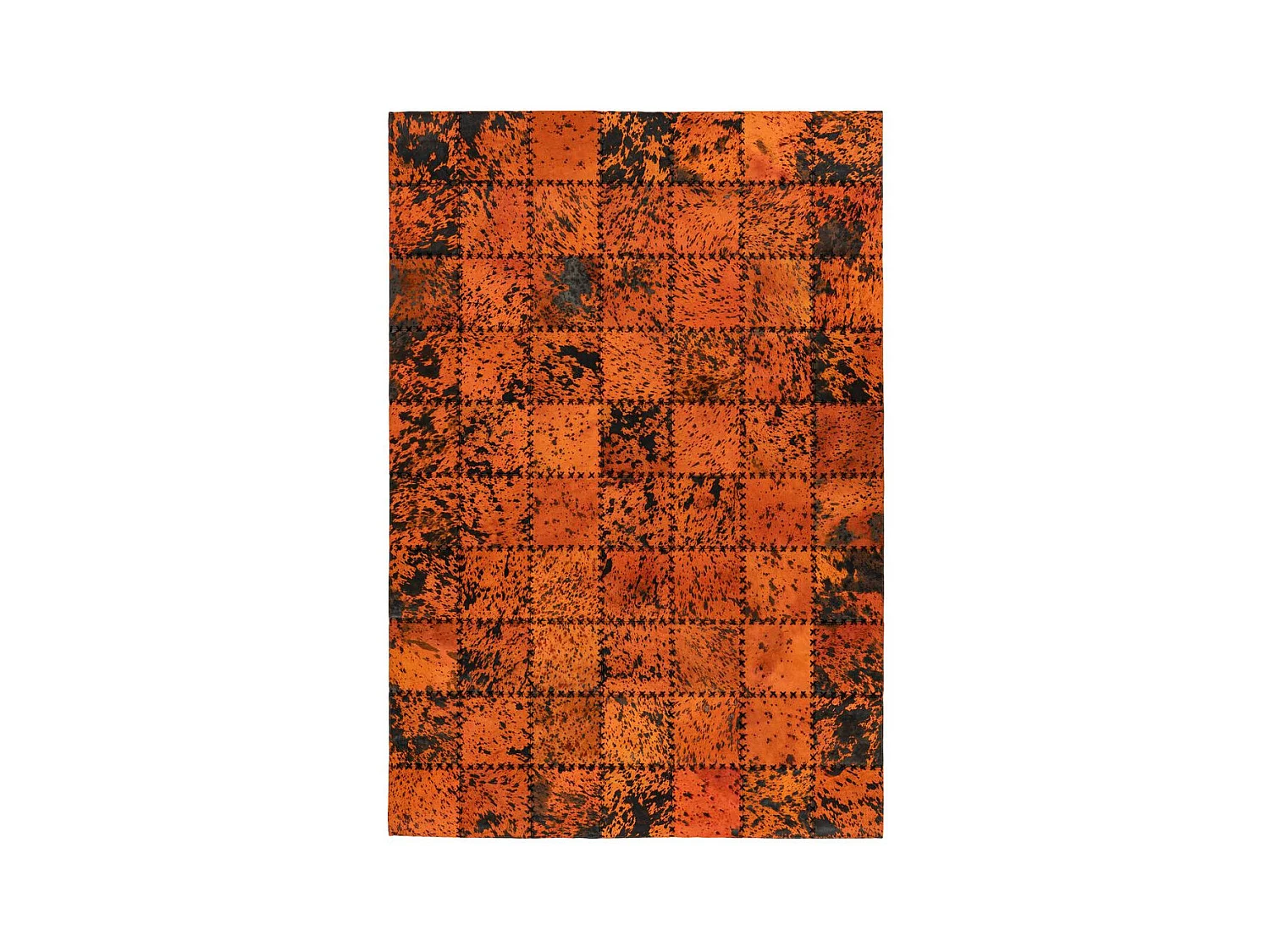 Tapis Patchwork en Cuir Fait Main "Voila" Orange 200 x 290 cm