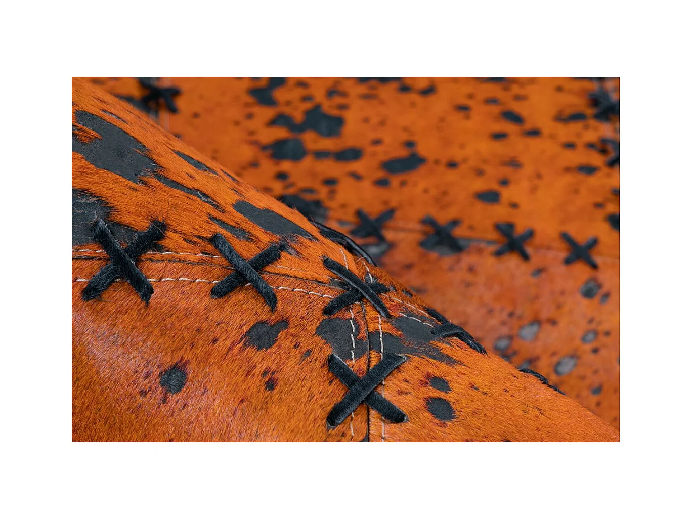 Tapis Patchwork en Cuir Fait Main "Voila" Orange 200 x 290 cm
