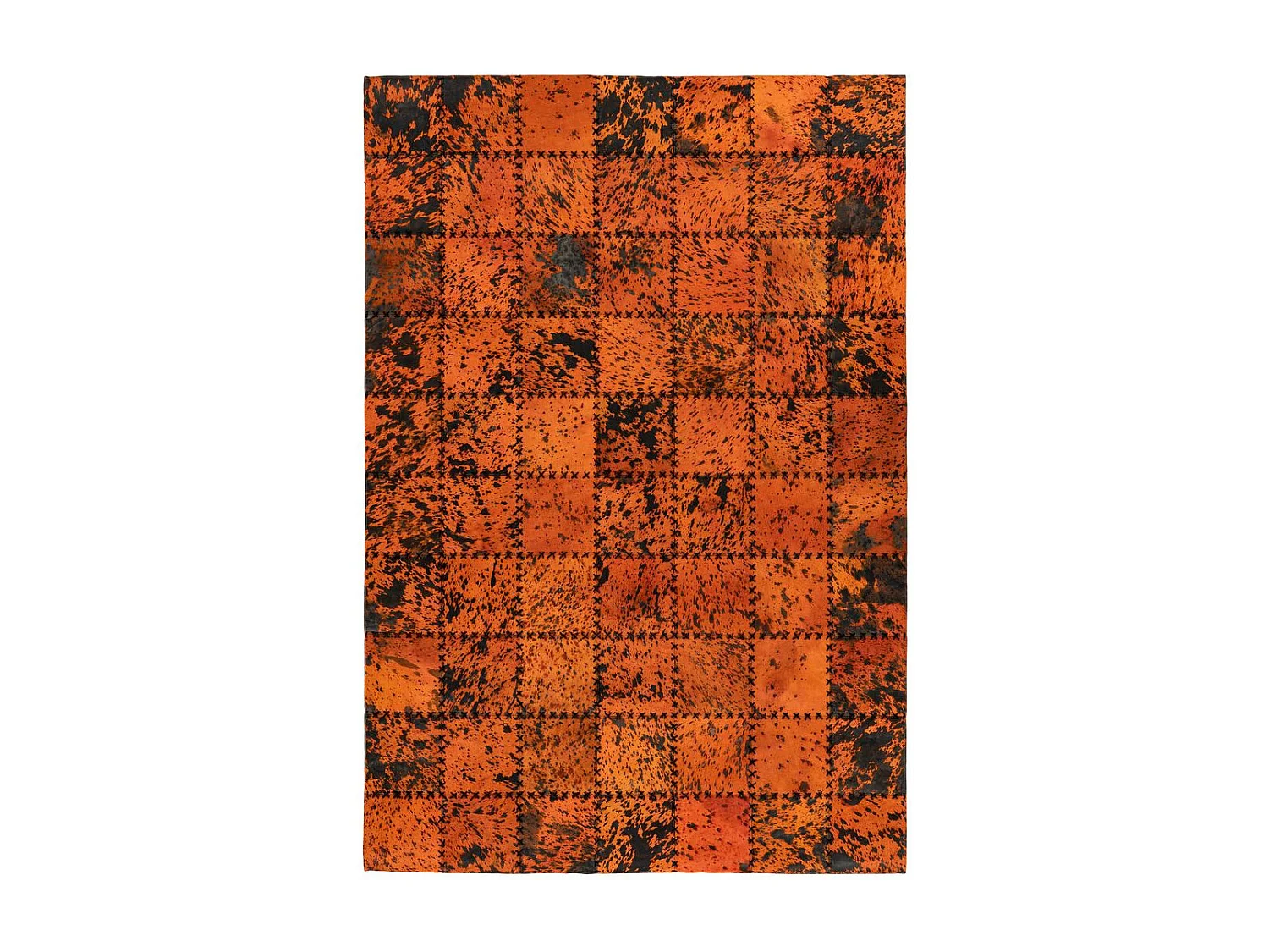 Tapis Patchwork en Cuir Fait Main "Voila" Orange 200 x 290 cm