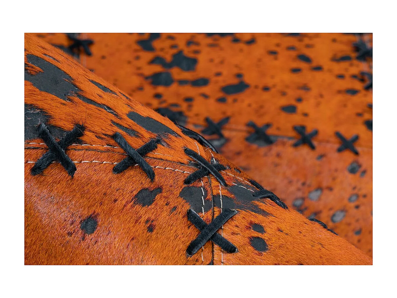 Tapis Patchwork en Cuir Fait Main "Voila" Orange 200 x 290 cm