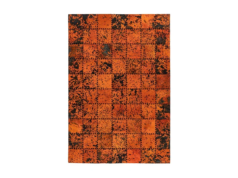Tapis Patchwork en Cuir Fait Main "Voila" Orange 200 x 290 cm