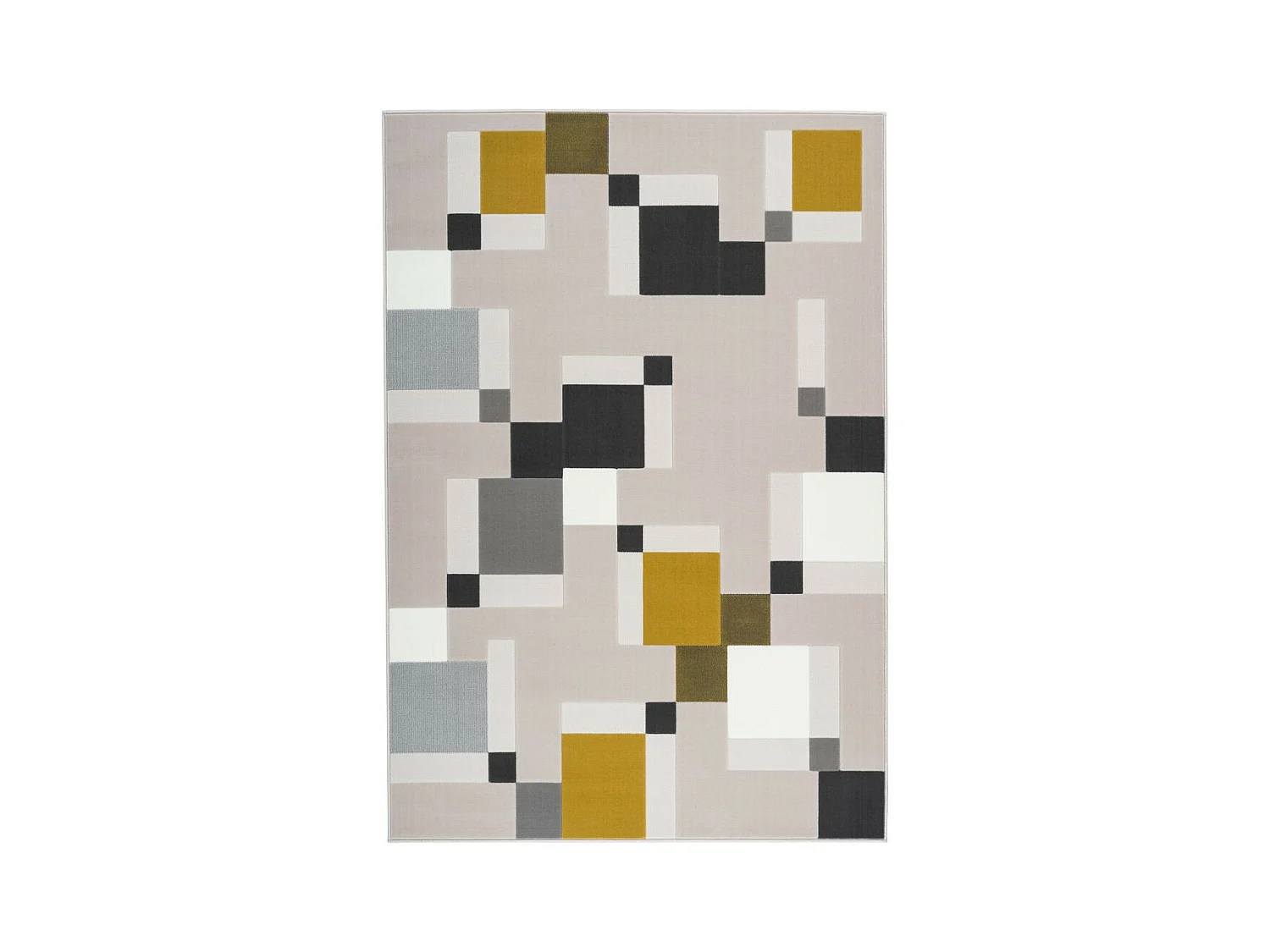 Tapis Géométrique à Poils Courts "Esperanto II" Crème & Vert 200 x 290 cm