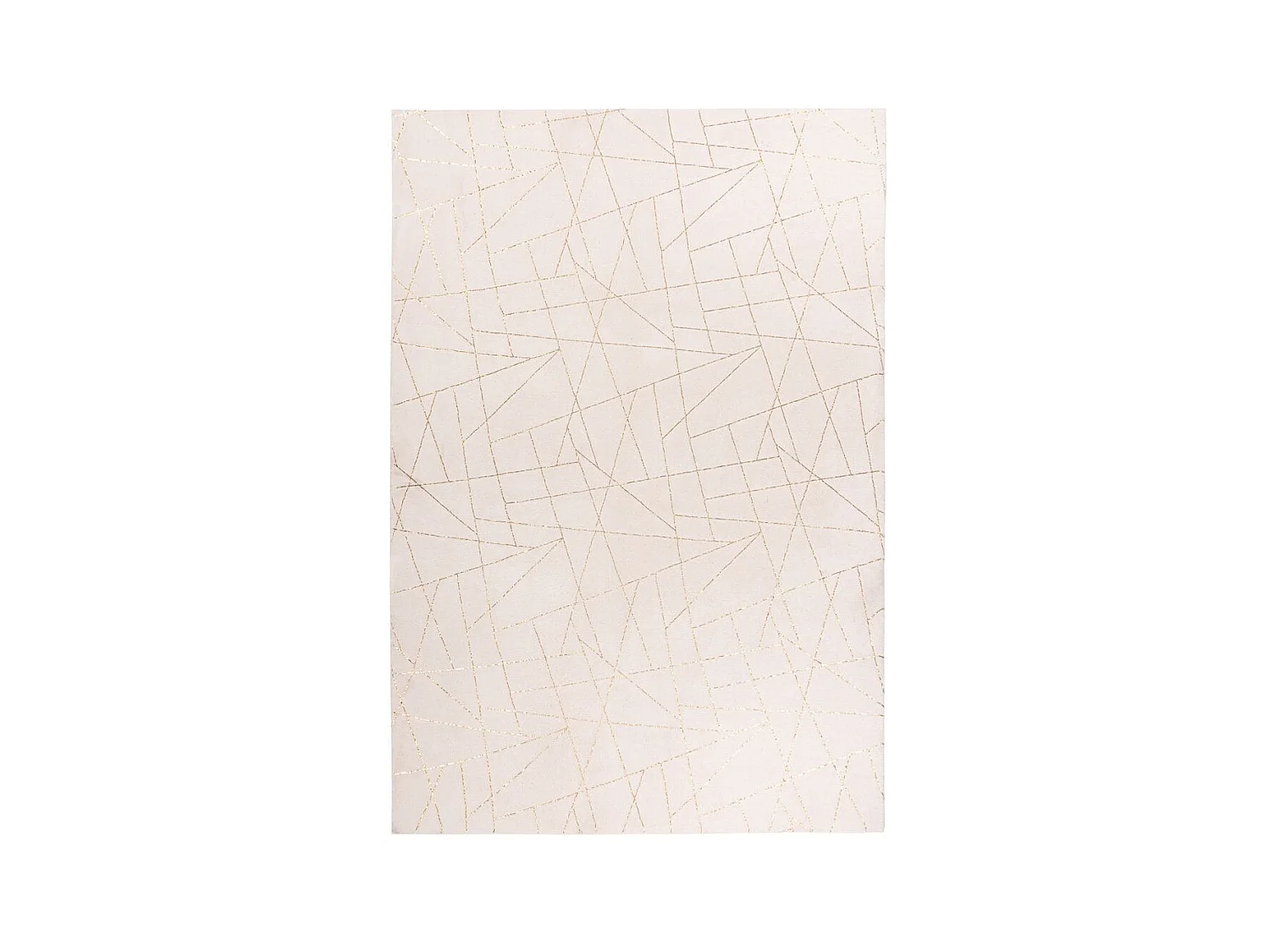 Tapis Géométrique à Poils Longs "Bijou" Blanc & Or 160 x 230 cm