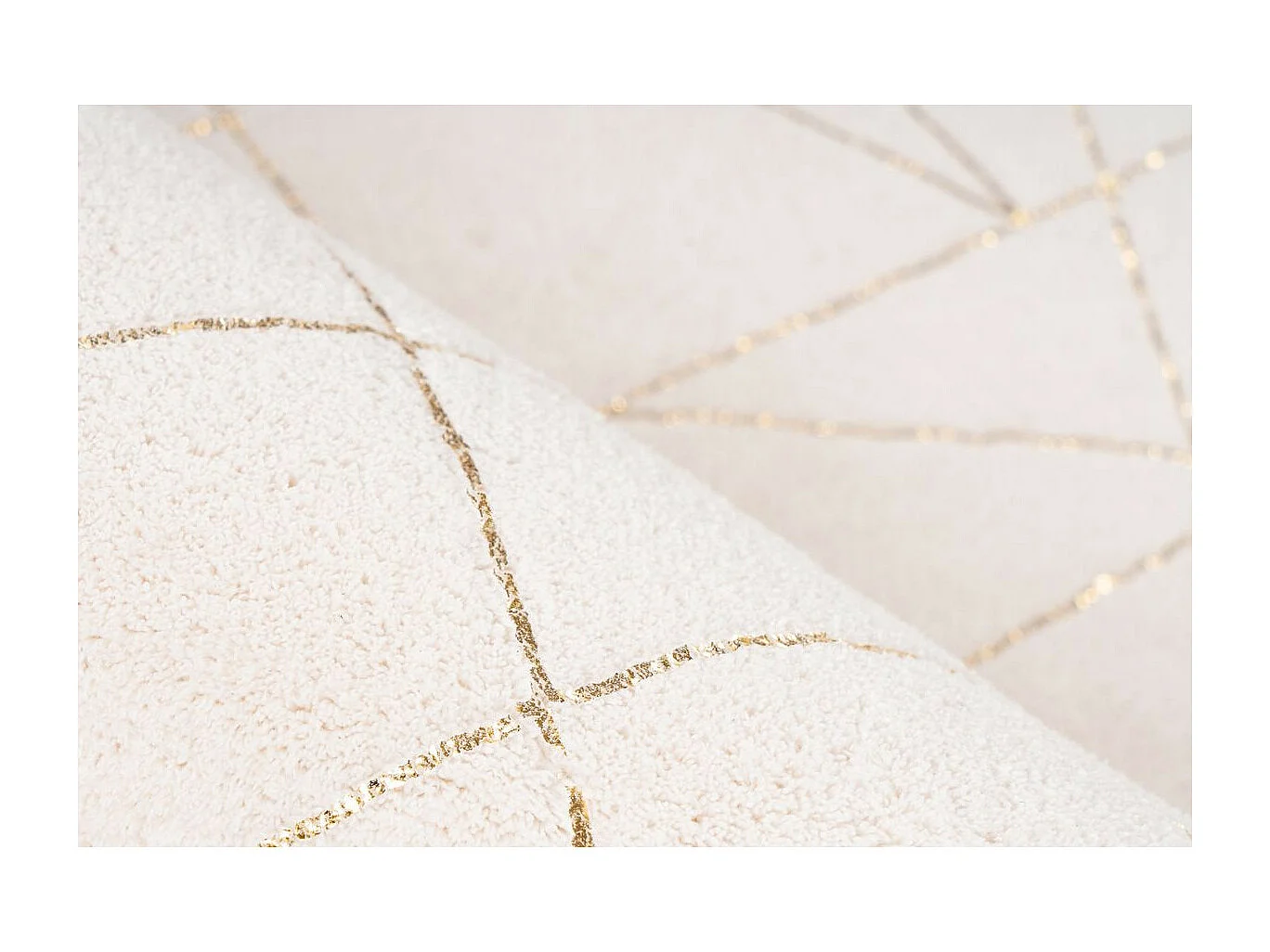 Tapis Géométrique à Poils Longs "Bijou" Blanc & Or 160 x 230 cm