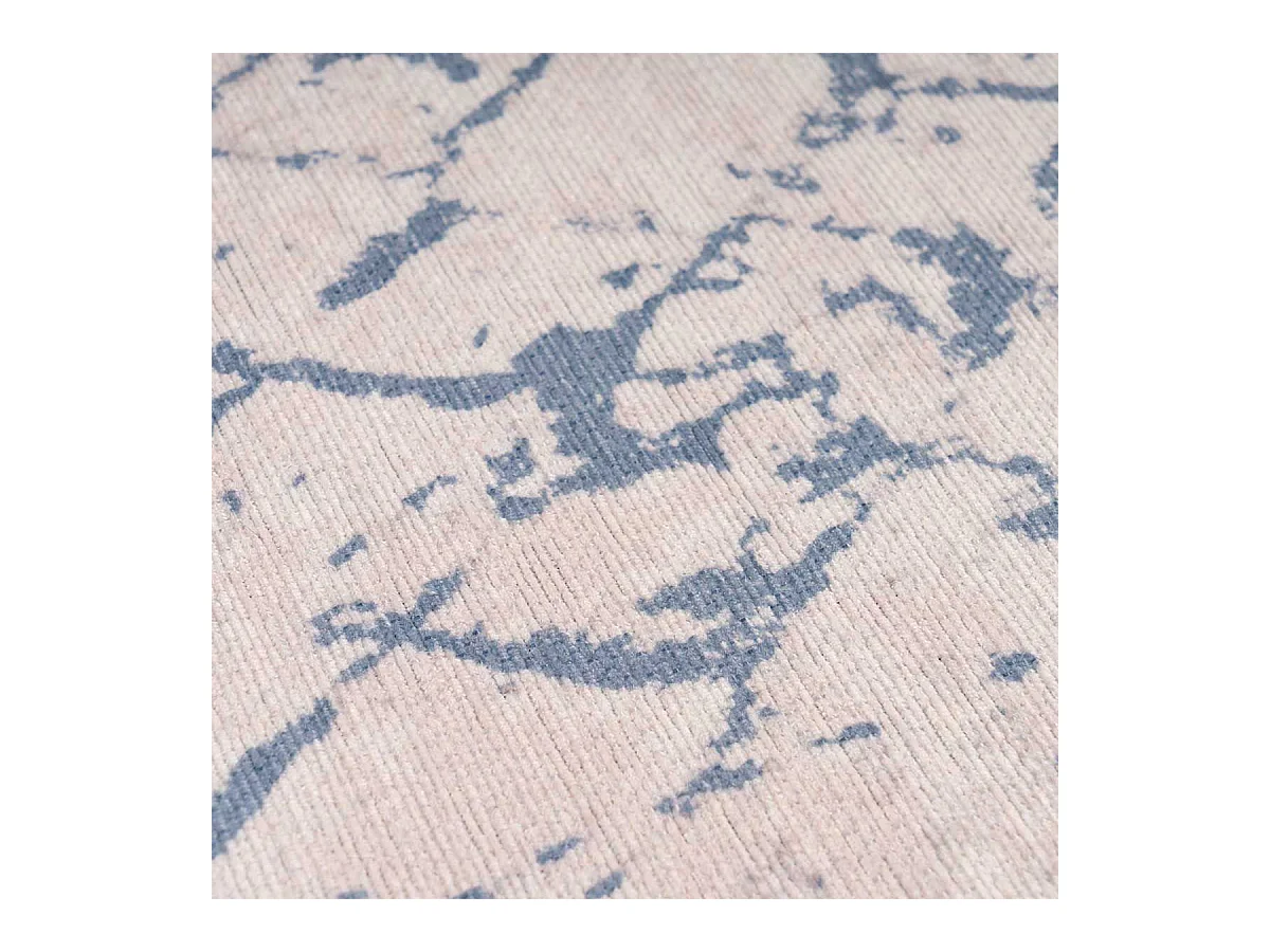 Tapis Tissé Imprimé Vintage "Peron IV" Blanc & Bleu 120 x 180 cm