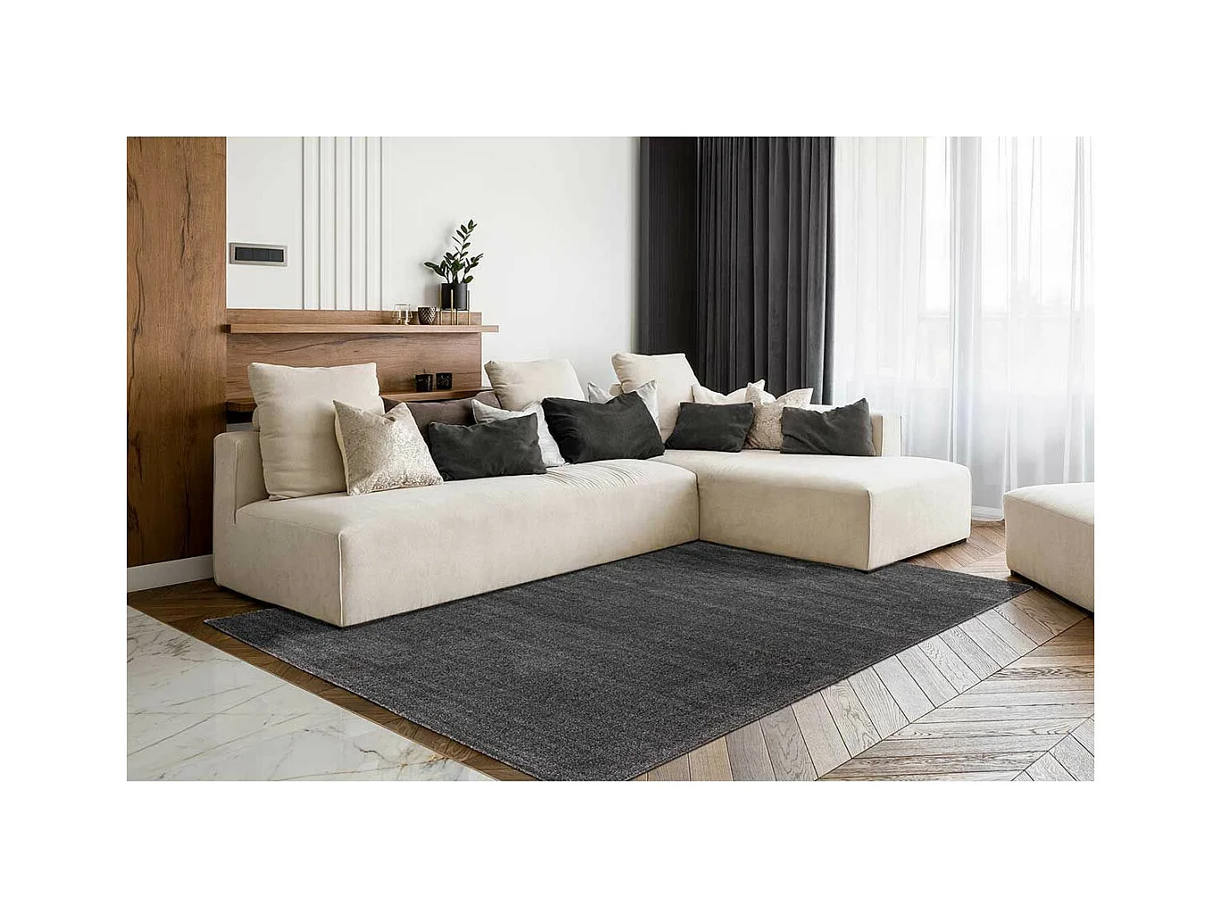 Tapis Tissé Shaggy à Poils Longs "Nila" Anthracite 120 x 170 cm