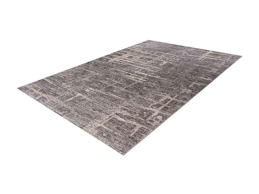 Tapis Tissé Imprimé Abstrait "Jaka" Gris 80 x 150 cm