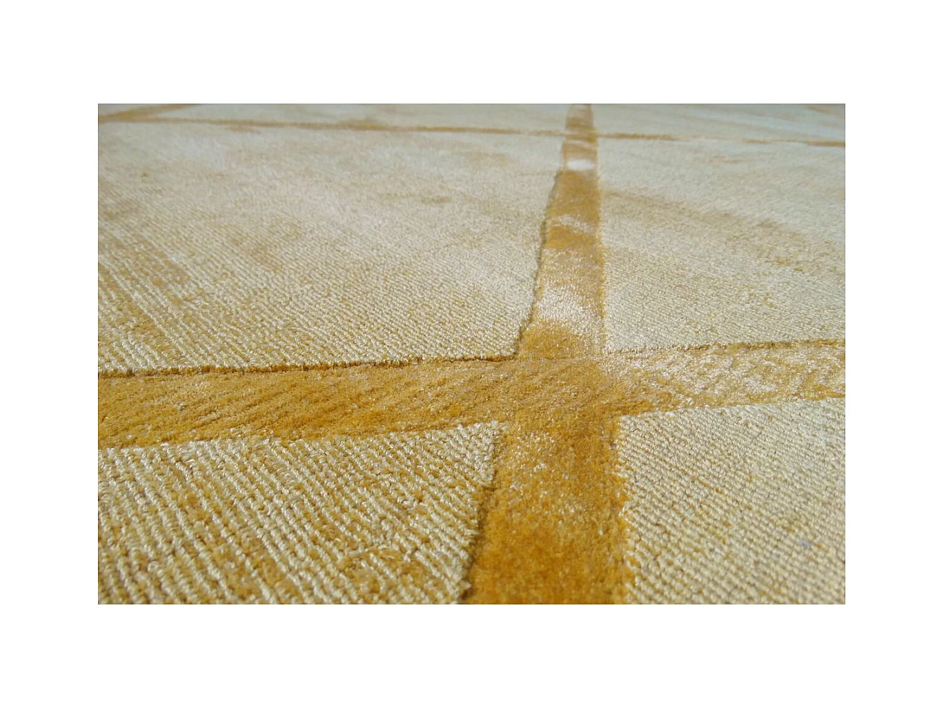 Tapis Géométrique à Poils Courts "Luxury II" Jaune 120 x 170 cm