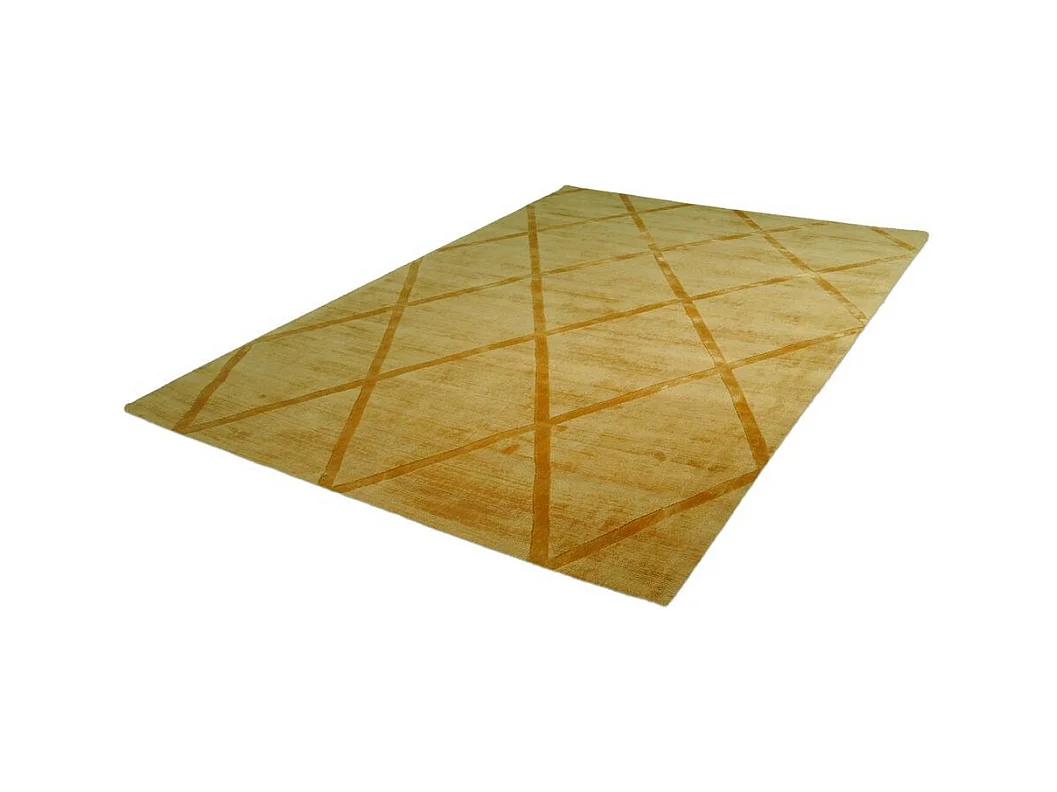 Tapis Géométrique à Poils Courts "Luxury II" Jaune 120 x 170 cm