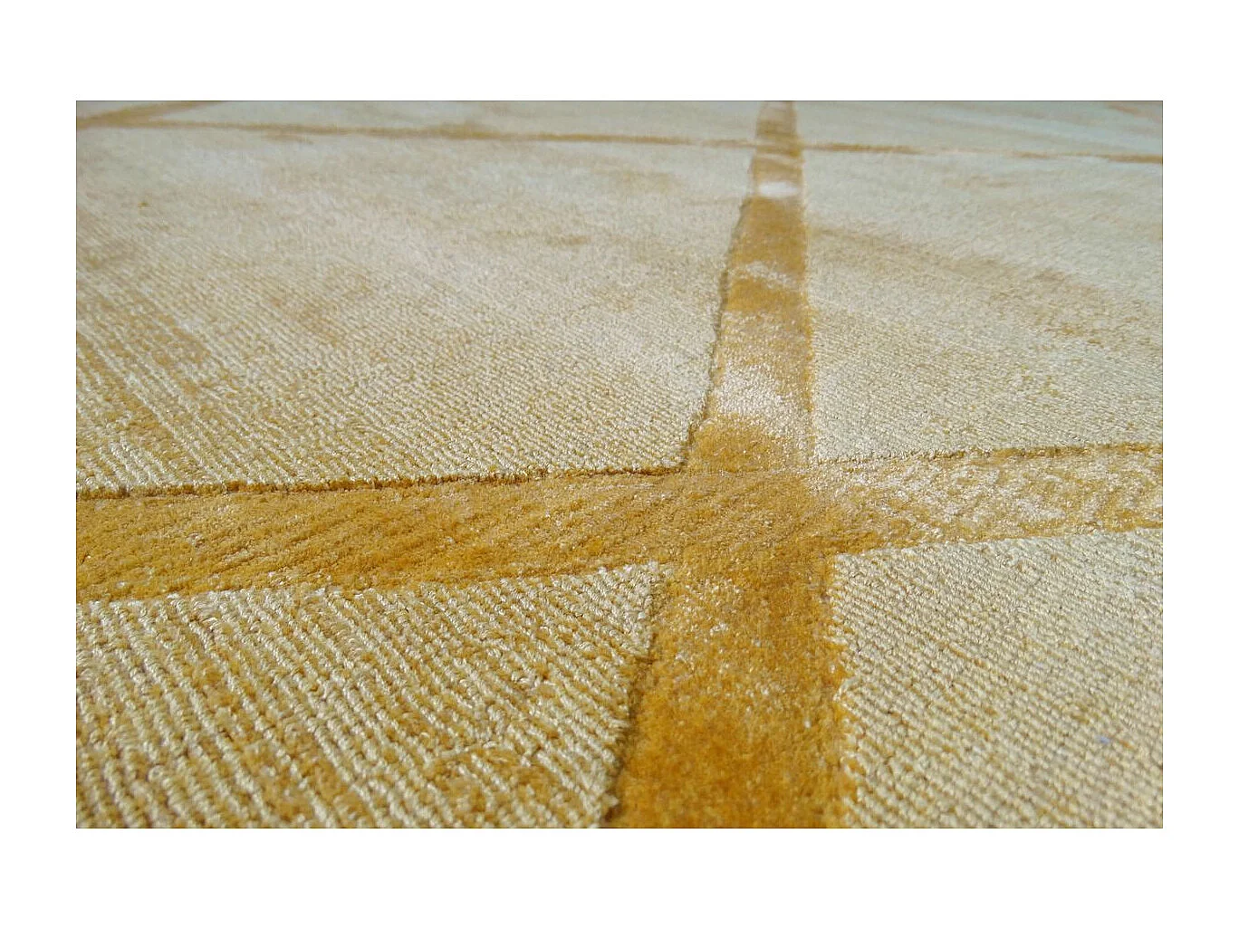 Tapis Géométrique à Poils Courts "Luxury II" Jaune 120 x 170 cm