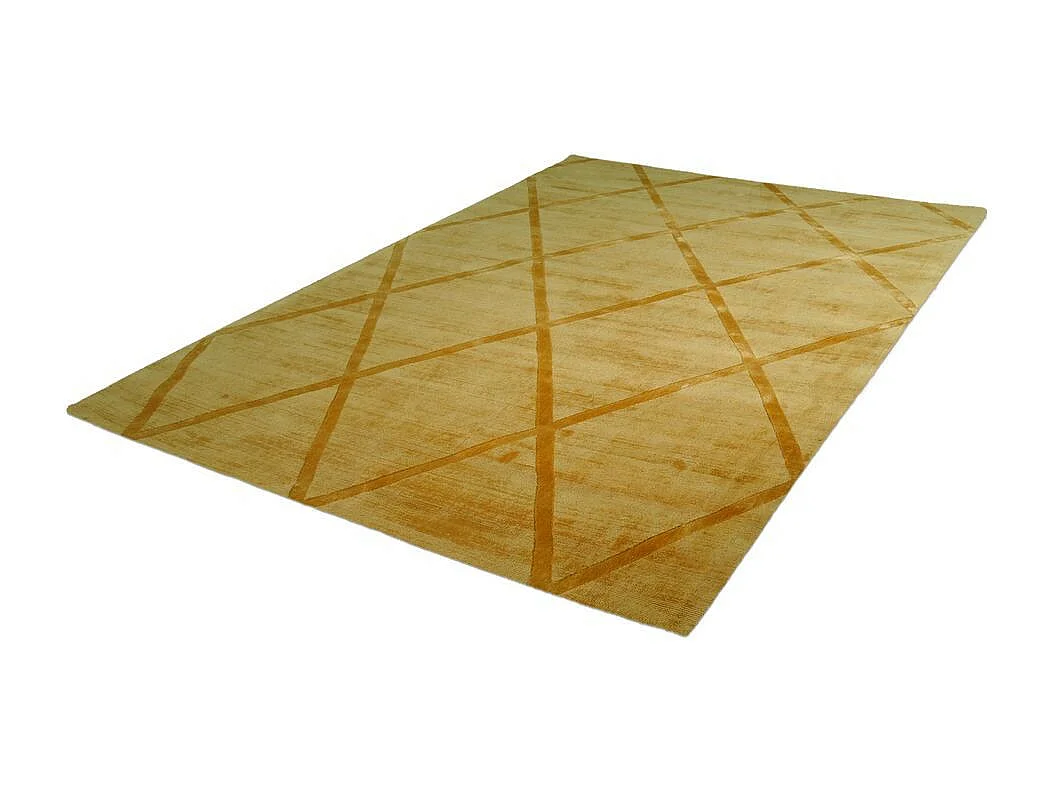 Tapis Géométrique à Poils Courts "Luxury II" Jaune 120 x 170 cm