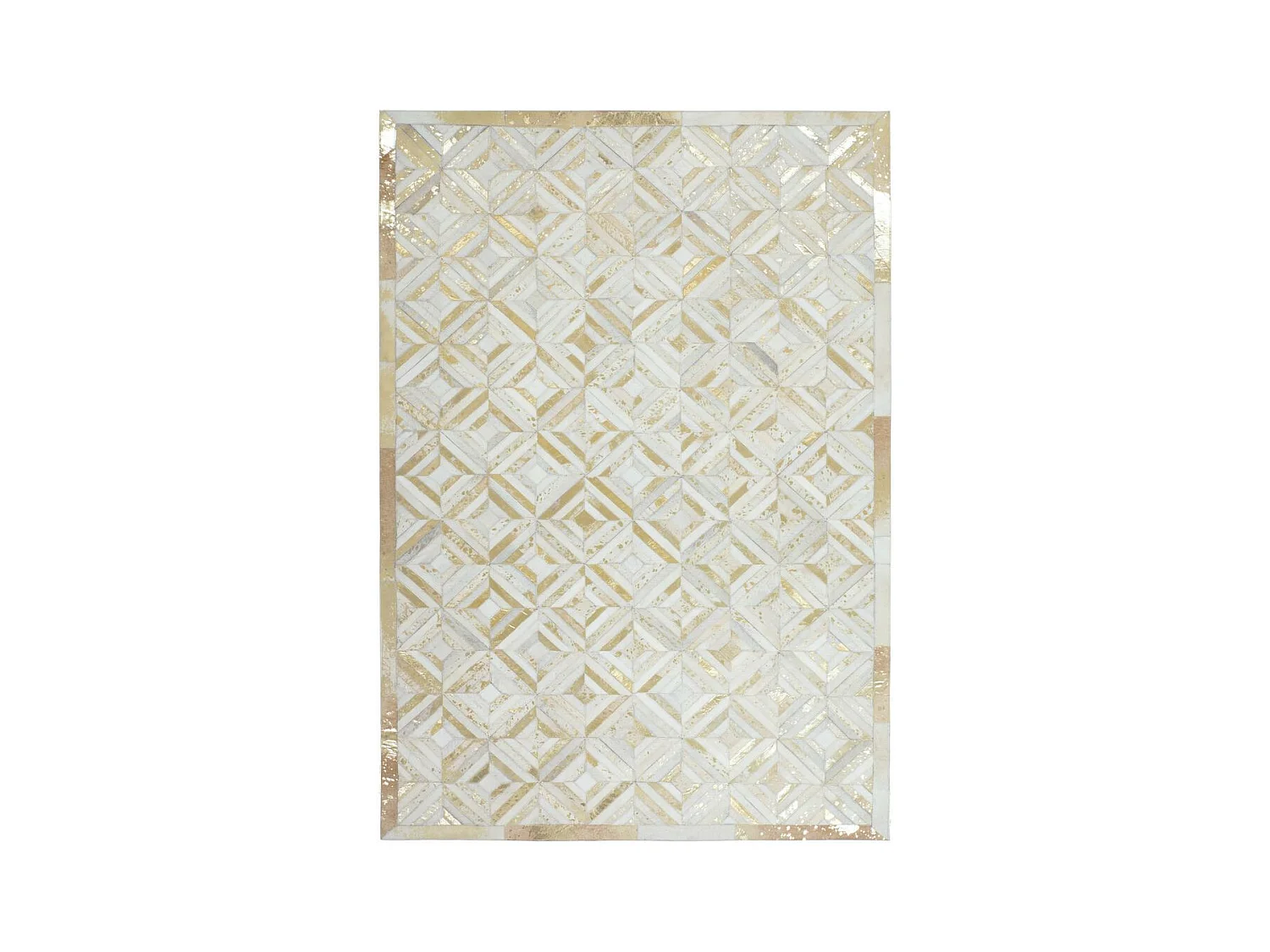 Tapis en Cuir Fait Main "Spark" Ivoire & Or 80 x 150 cm