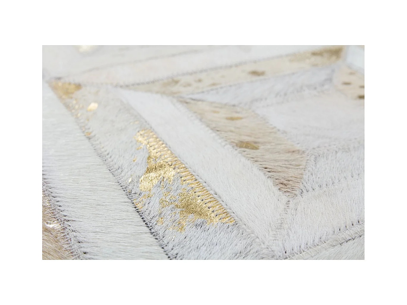 Tapis en Cuir Fait Main "Spark" Ivoire & Or 80 x 150 cm