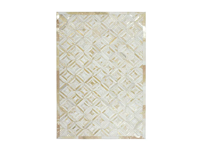 Tapis en Cuir Fait Main "Spark" Ivoire & Or 80 x 150 cm