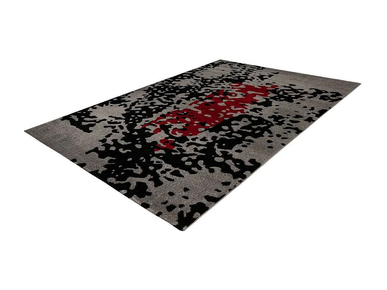 Tapis Tissé Imprimé "Naila" Noir & Rouge 80 x 150 cm