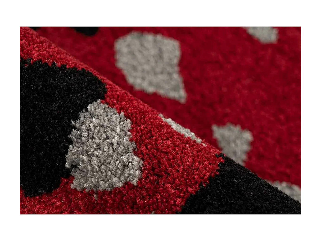 Tapis Tissé Imprimé "Naila" Noir & Rouge 80 x 150 cm