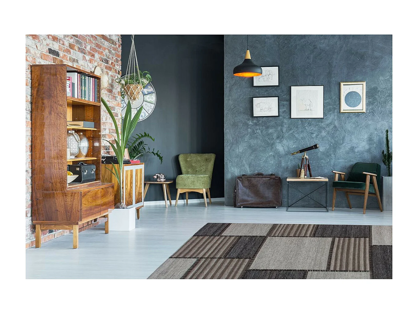 Tapis Imprimé Jacquard "Phoenix" Naturel & Crème 120 x 170 cm