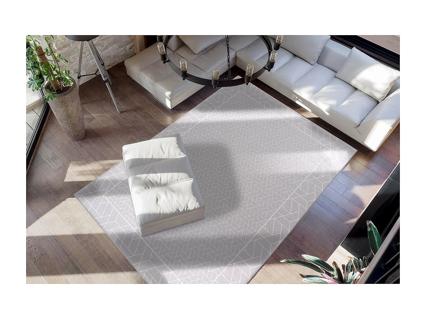 Tapis Imprimé Géométrique "Florence" Gris 130 x 190 cm