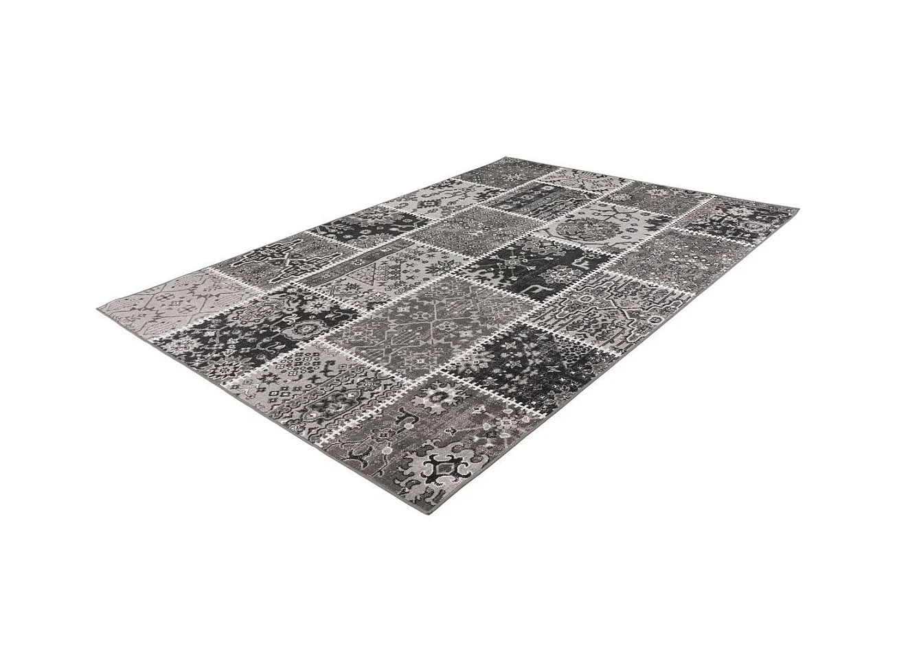 Tapis Patchwork à Poils Courts "Ariya" Gris 160 x 230 cm