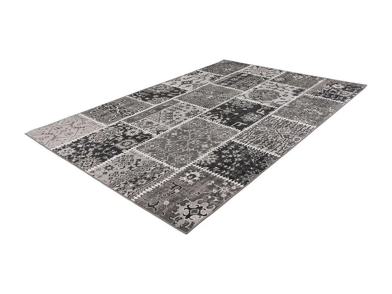 Tapis Patchwork à Poils Courts "Ariya" Gris 160 x 230 cm