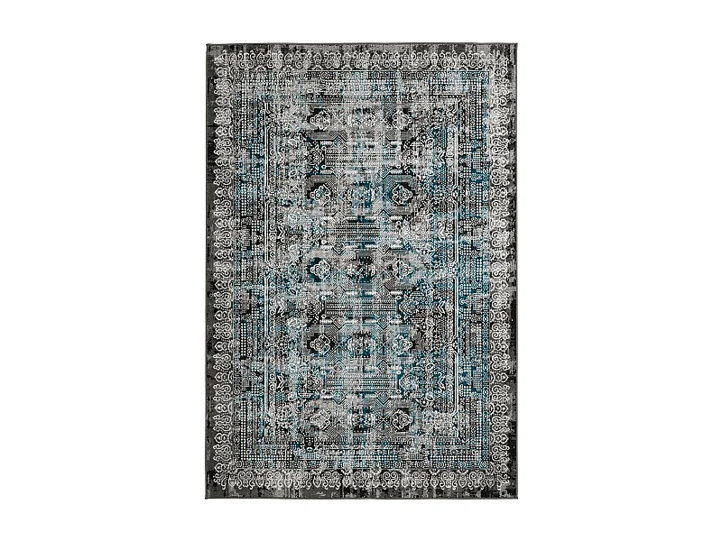 Tapis Imprimé Oriental à Poils Courts "Ariya" Bleu 80 x 150 cm