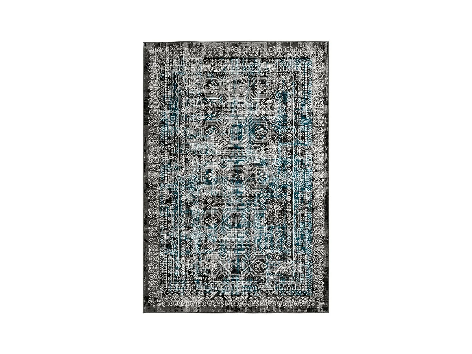 Tapis Imprimé Oriental à Poils Courts "Ariya" Bleu 80 x 150 cm