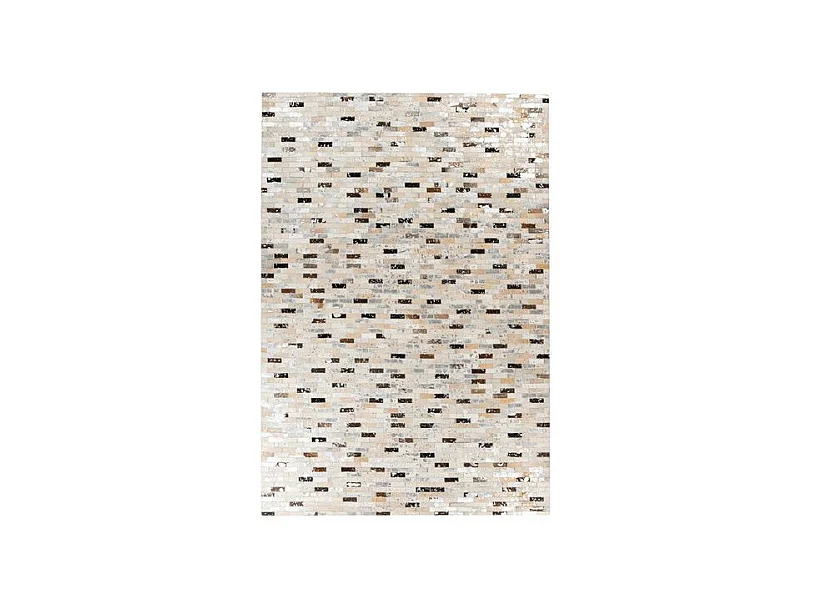 Tapis Fait Main en Cuir "Lavin VII" Noir & Multicolore 120 x 170 cm