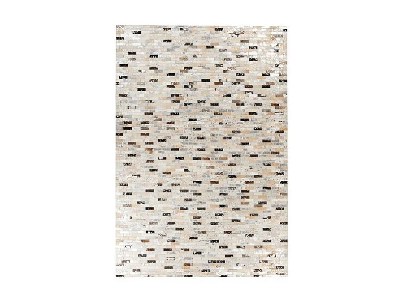 Tapis Fait Main en Cuir "Lavin VII" Noir & Multicolore 120 x 170 cm