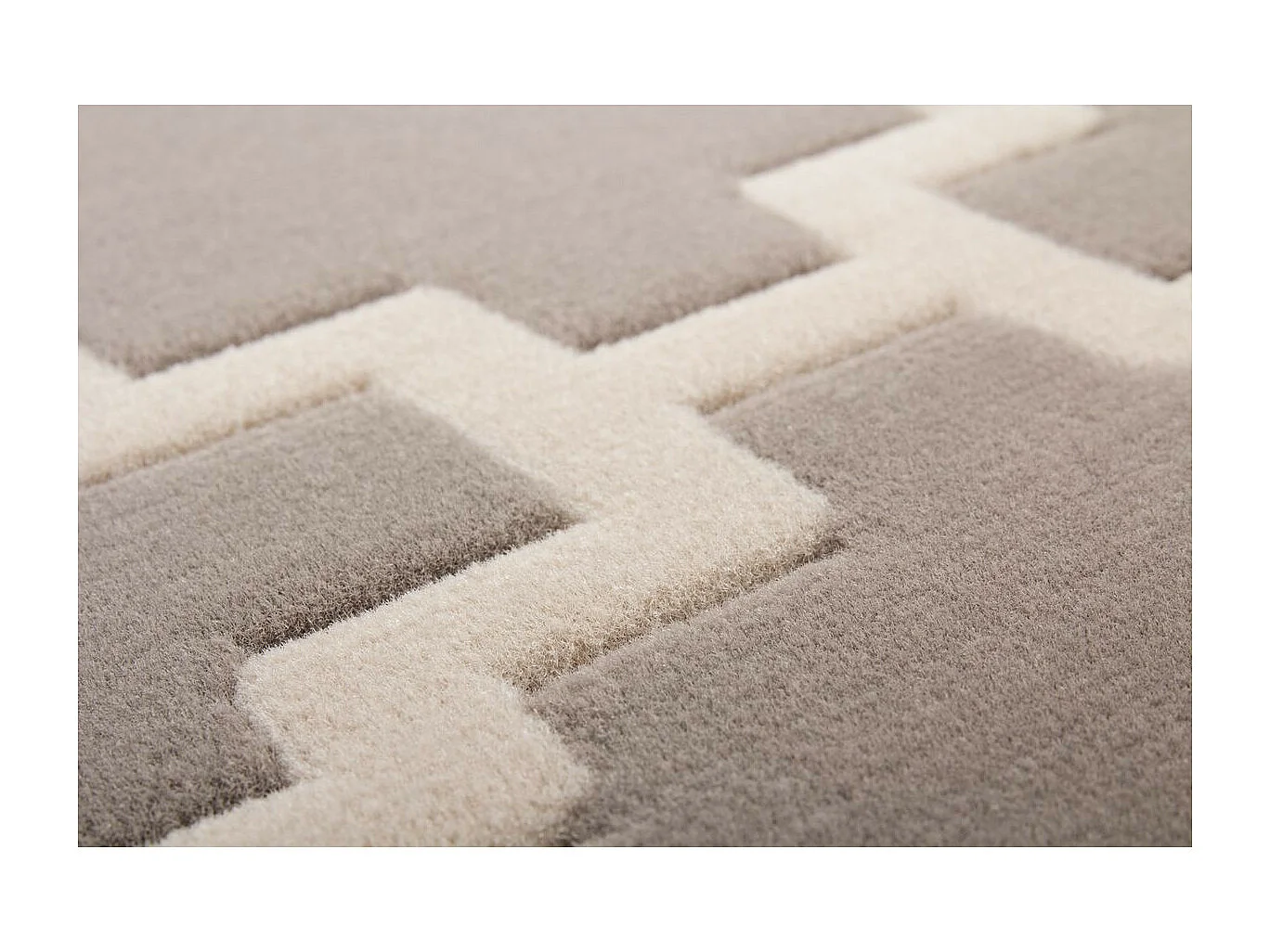 Tapis Imprimé Losange à Poils Courts "Lina" Taupe 80 x 300 cm