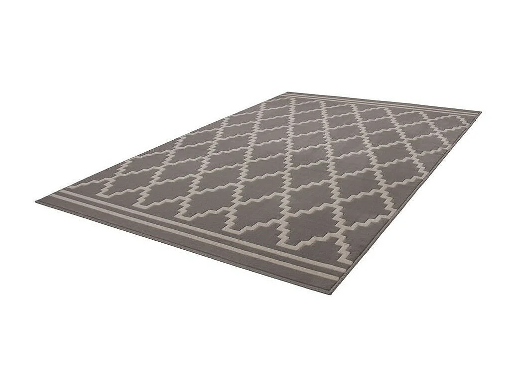 Tapis Imprimé Losange à Poils Courts "Lina" Taupe 80 x 300 cm