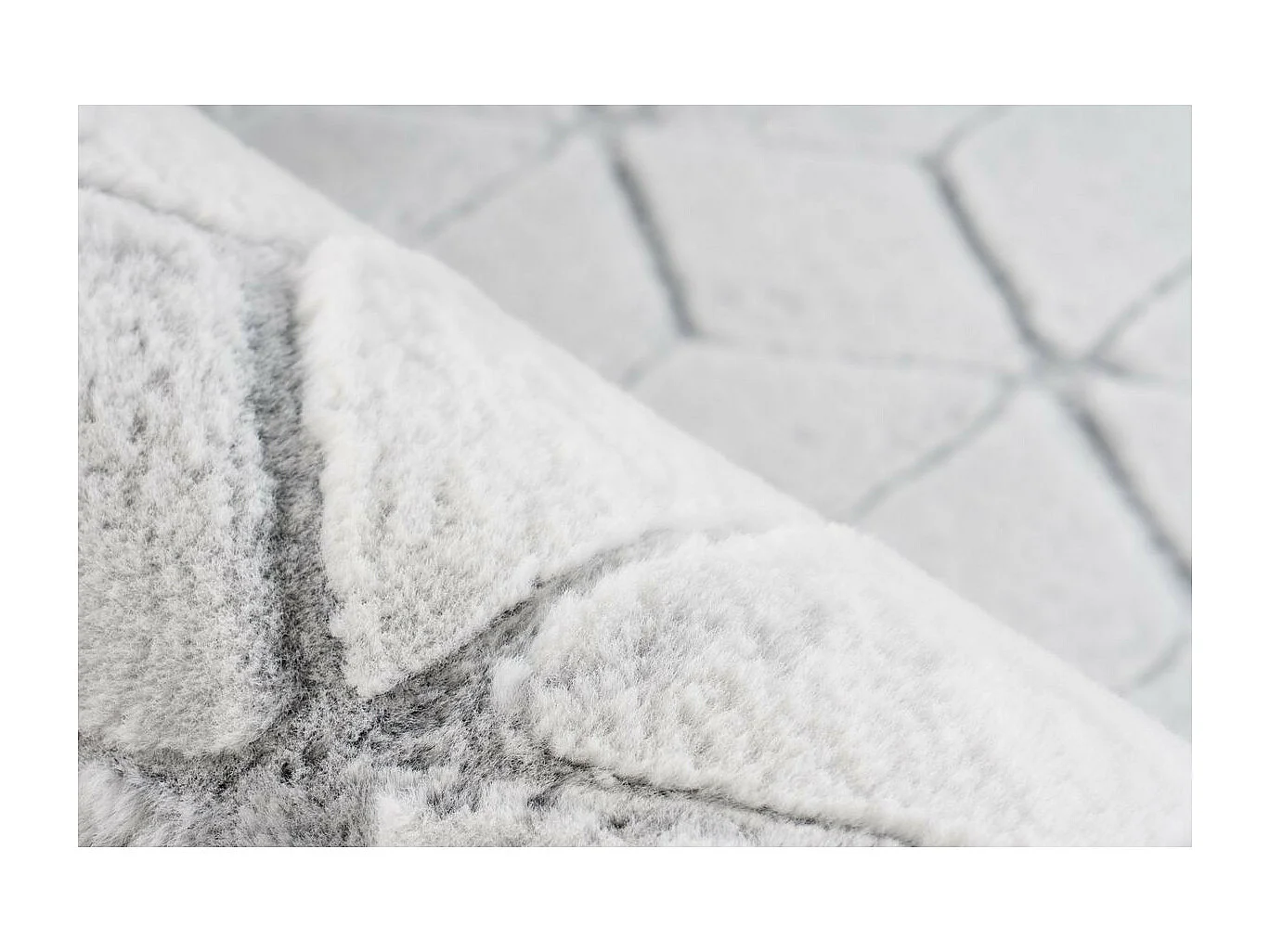 Tapis Shaggy Effet 3D "Vivica" Blanc & Anthracite 80 x 150 cm