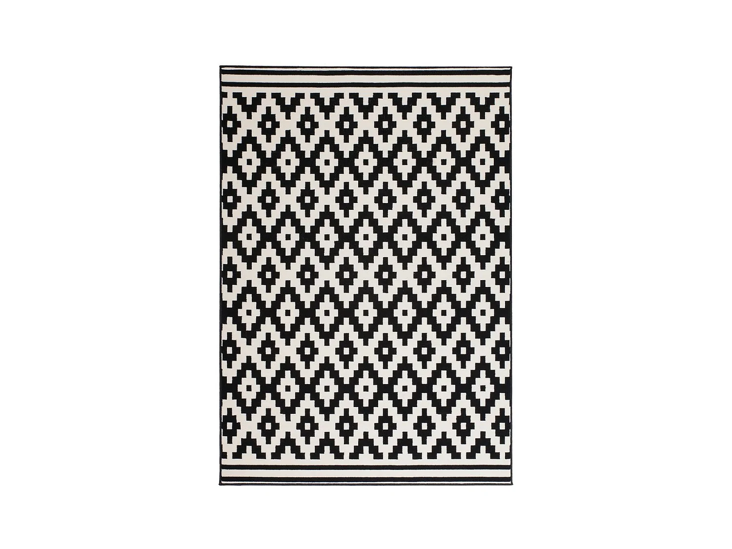 Tapis Géométrique à Poils Courts "Now III" Noir 120 x 170 cm