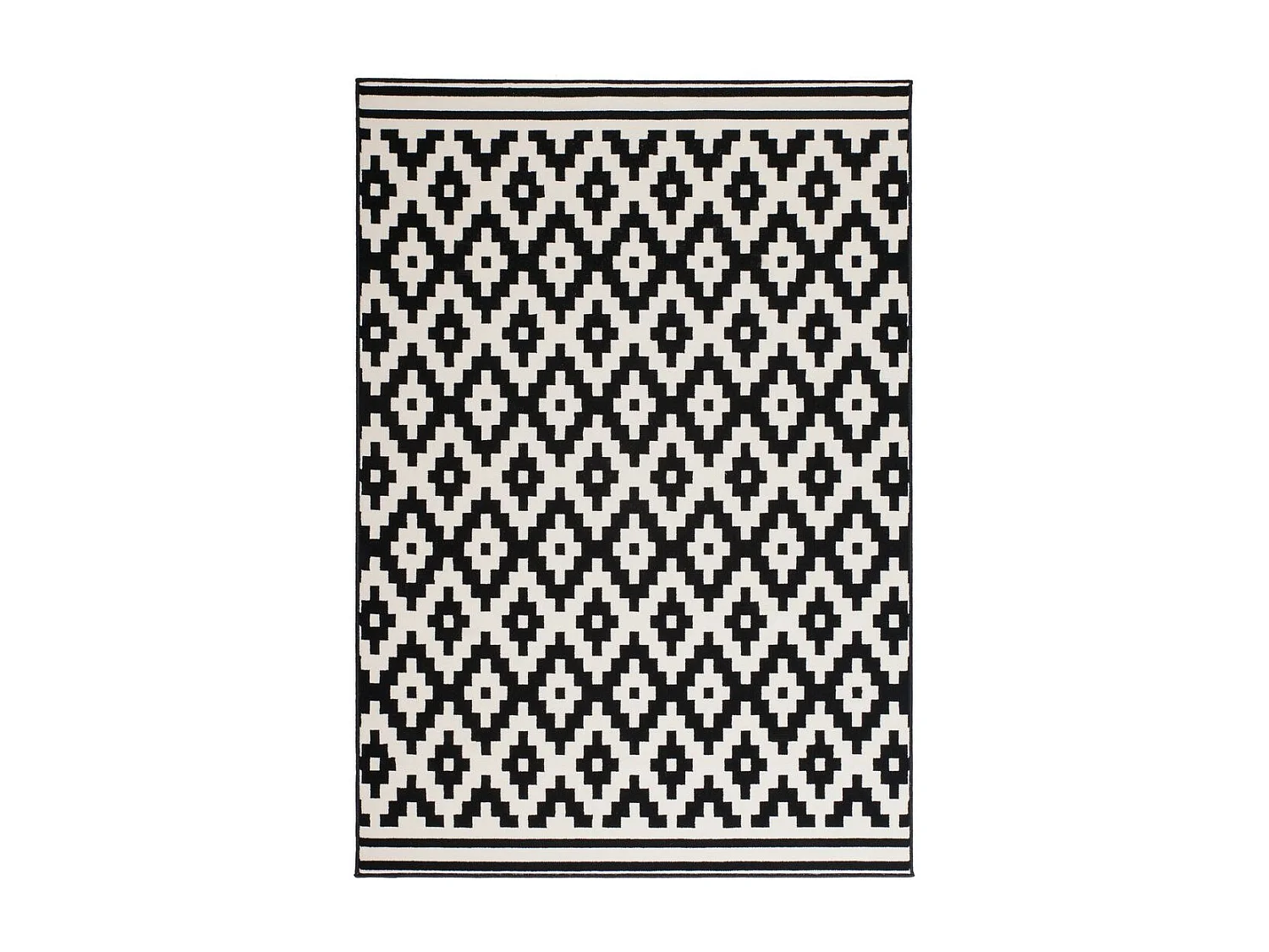 Tapis Géométrique à Poils Courts "Now III" Noir 120 x 170 cm