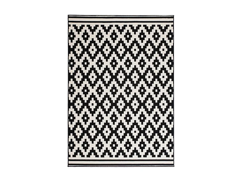 Tapis Géométrique à Poils Courts "Now III" Noir 120 x 170 cm