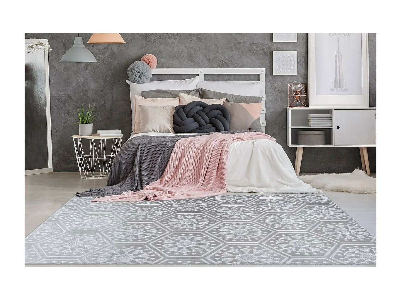 Tapis Moderne Fait Main "Monroe II" Gris Bleu 200 x 290 cm