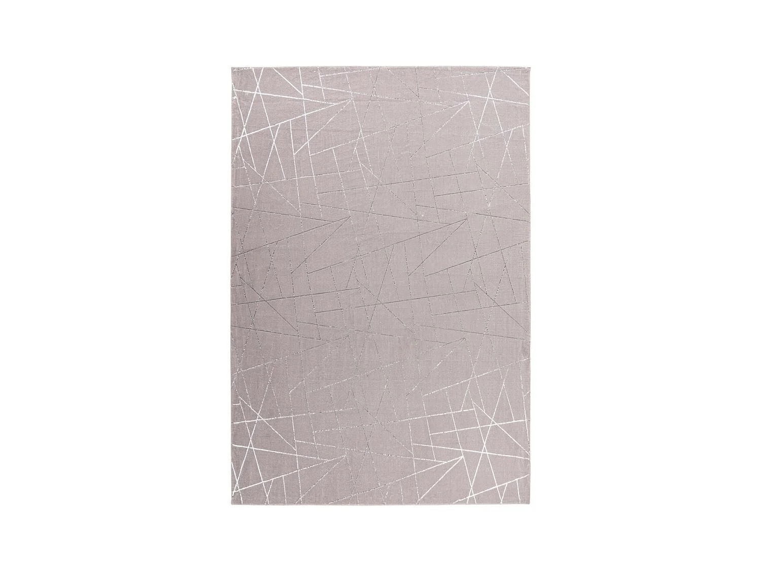Tapis Géométrique à Poils Longs "Bijou" Taupe & Argent 160 x 230 cm