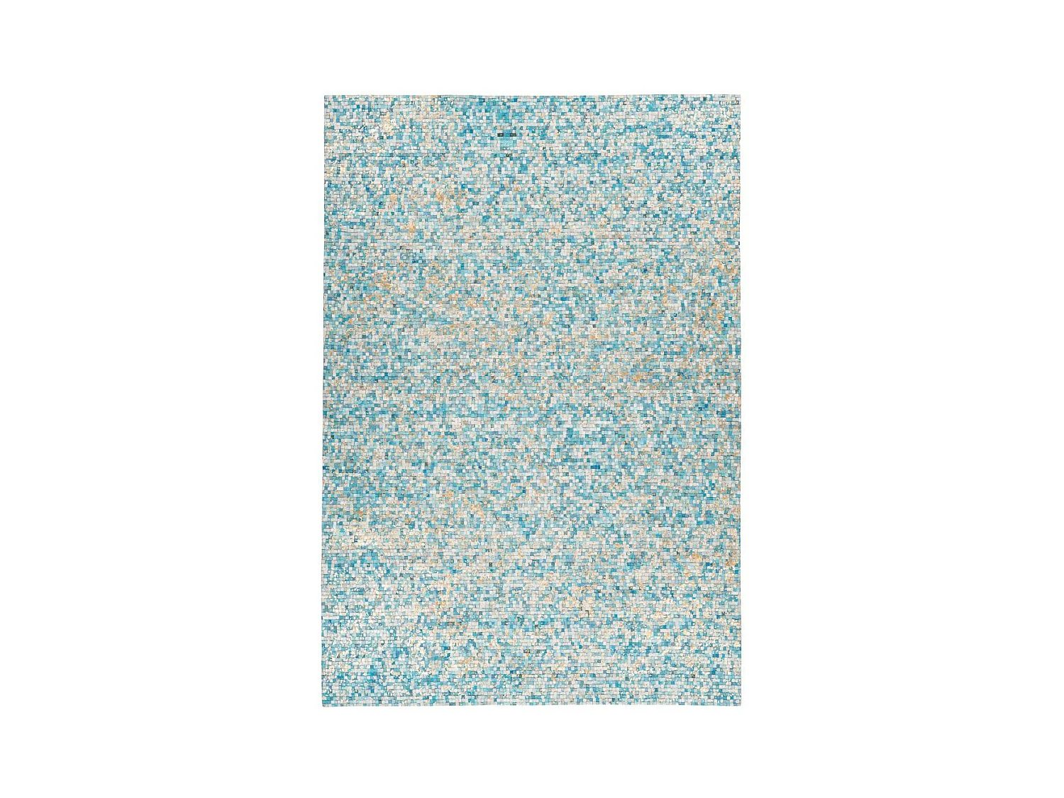 Tapis en Cuir Fait Main "Finish" Turquoise & Or 160 x 230 cm