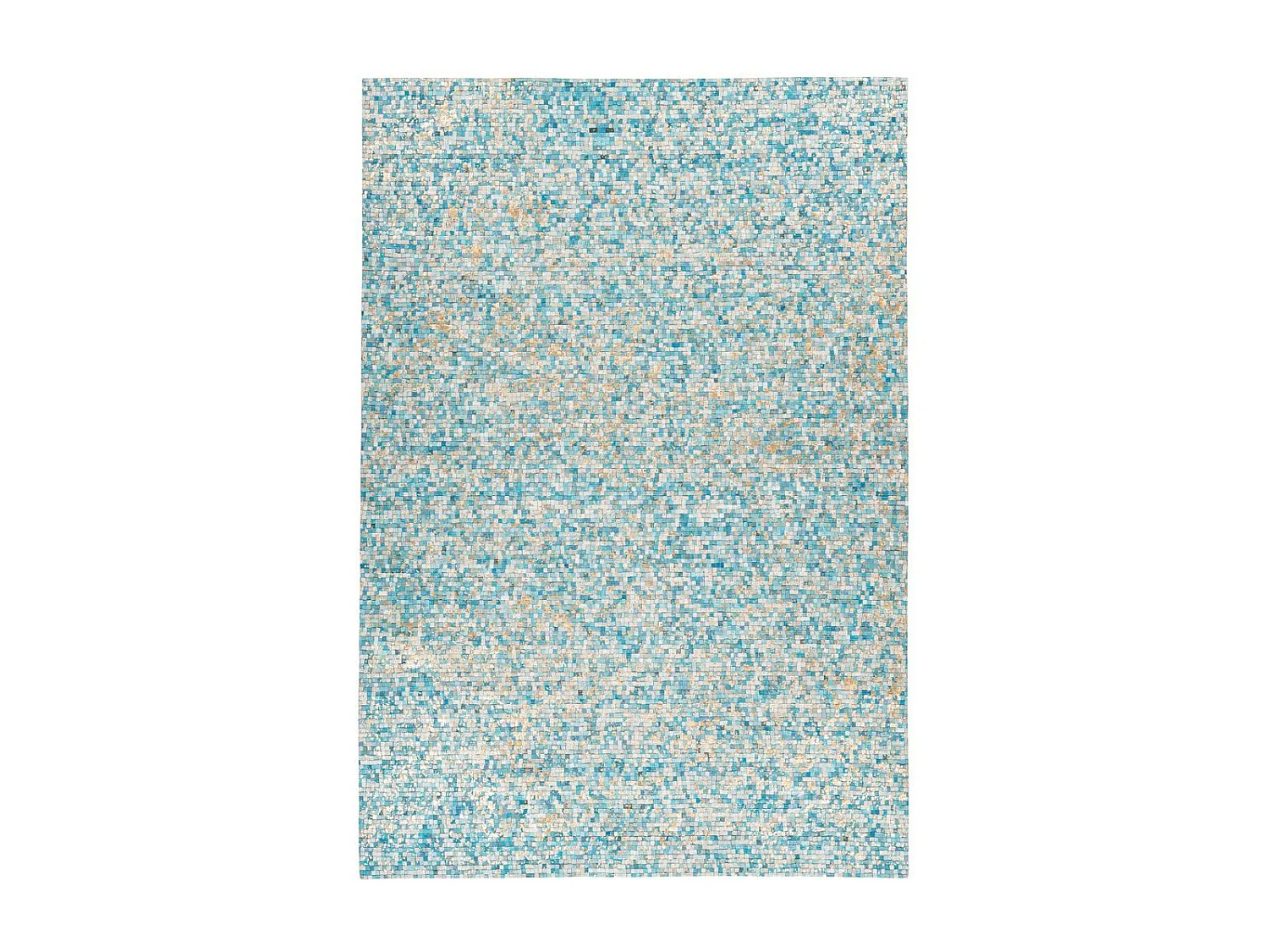 Tapis en Cuir Fait Main "Finish" Turquoise & Or 160 x 230 cm