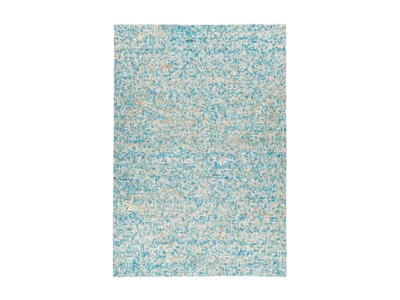 Tapis en Cuir Fait Main "Finish" Turquoise & Or 160 x 230 cm