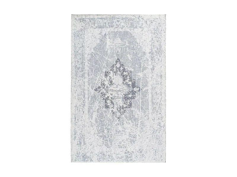 Tapis Tissé Doux Imprimé Vintage "Prayer" Gris 120 x 180 cm
