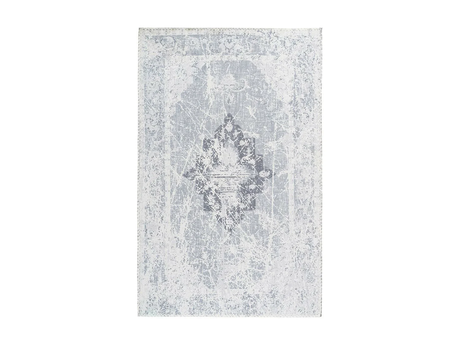 Tapis Tissé Doux Imprimé Vintage "Prayer" Gris 120 x 180 cm