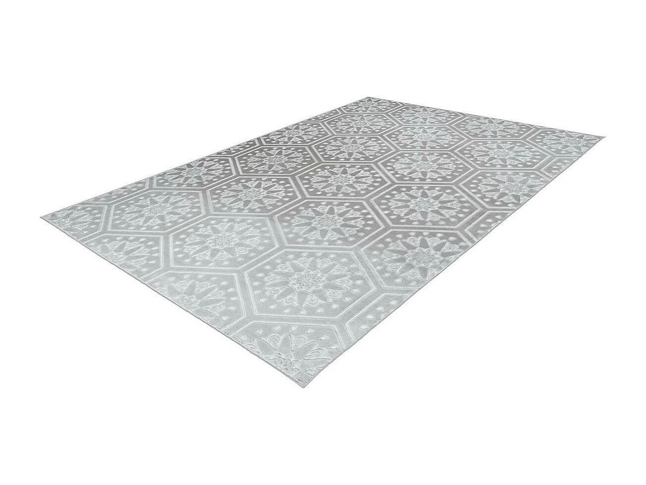Tapis Moderne Fait Main "Monroe II" Gris Bleu 160 x 230 cm