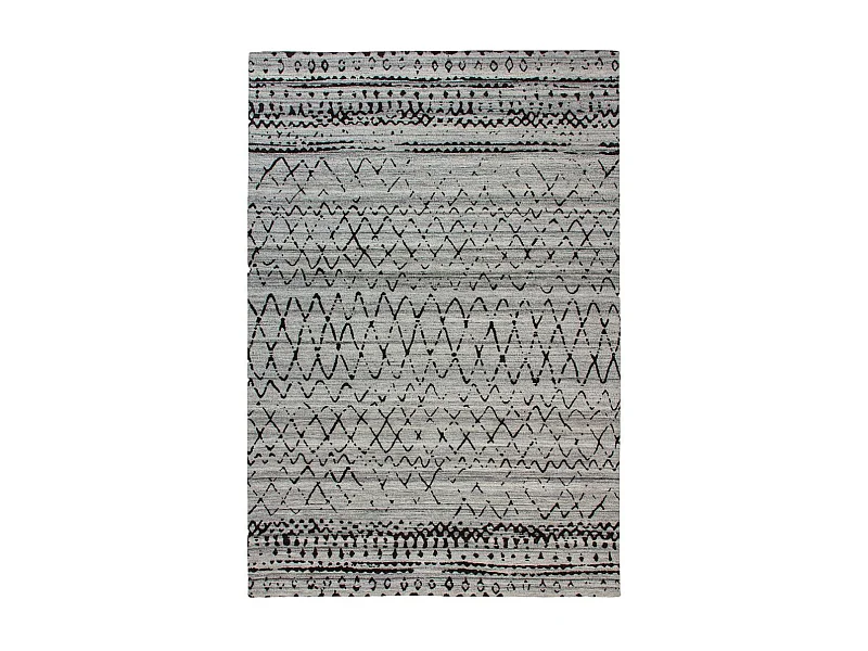 Tapis Imprimé Ethnique "Phoenix" Naturel & Gris 80 x 150 cm