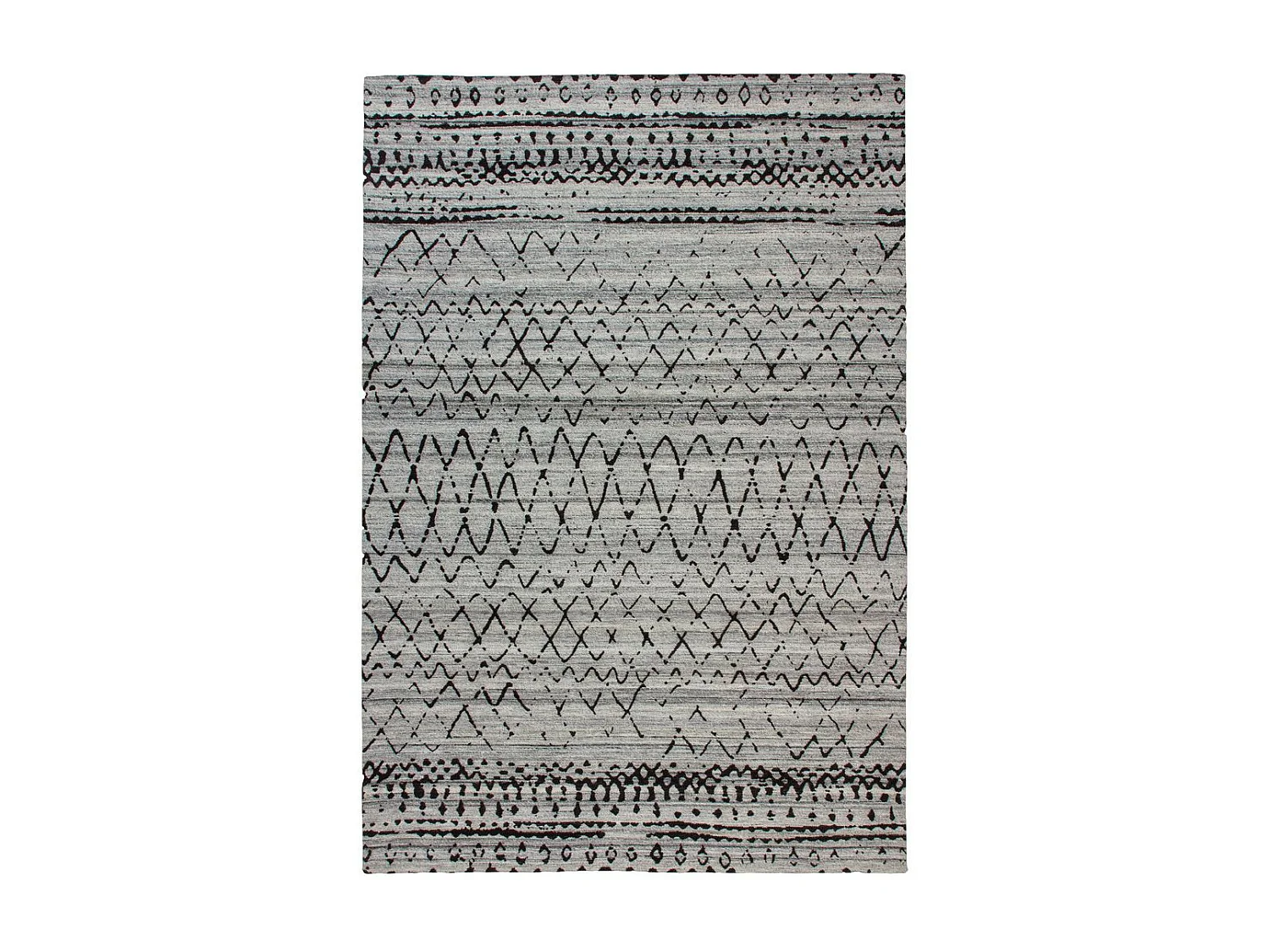 Tapis Imprimé Ethnique "Phoenix" Naturel & Gris 80 x 150 cm