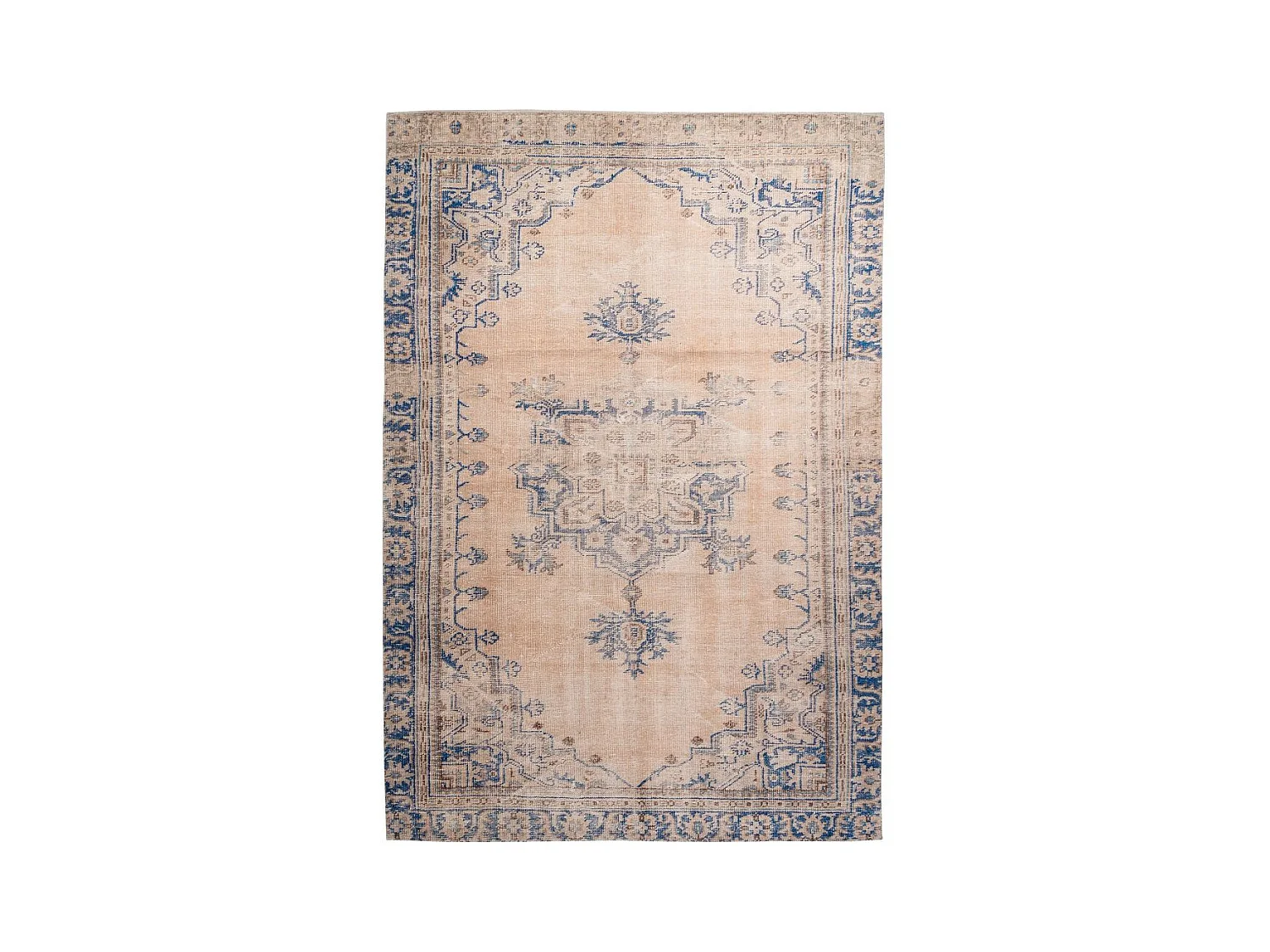 Tapis Rétro Imprimé Antique "Vintage" Bleu 140 x 200 cm