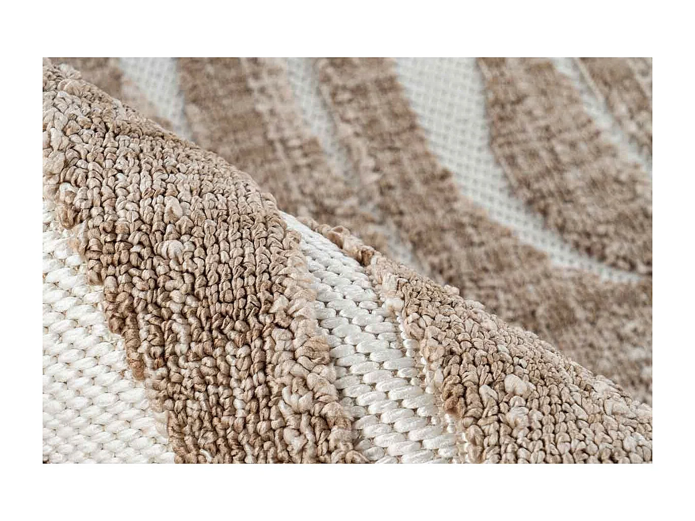 Tapis Tissé Ethnique à Poils Courts "Sarai II" Beige 80 x 150 cm