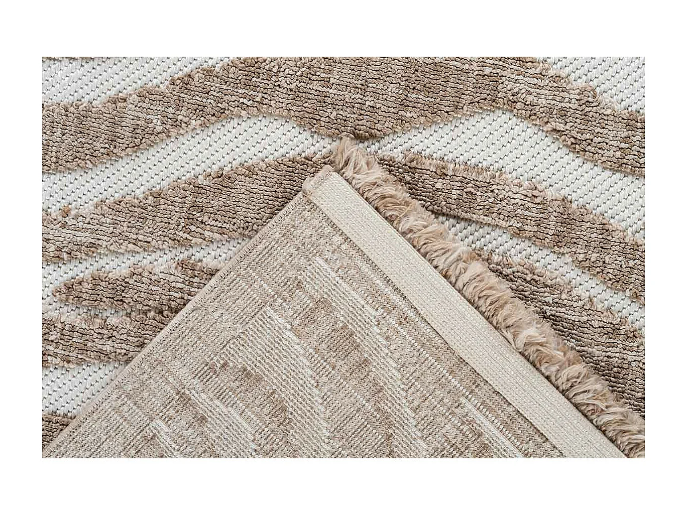Tapis Tissé Ethnique à Poils Courts "Sarai II" Beige 80 x 150 cm