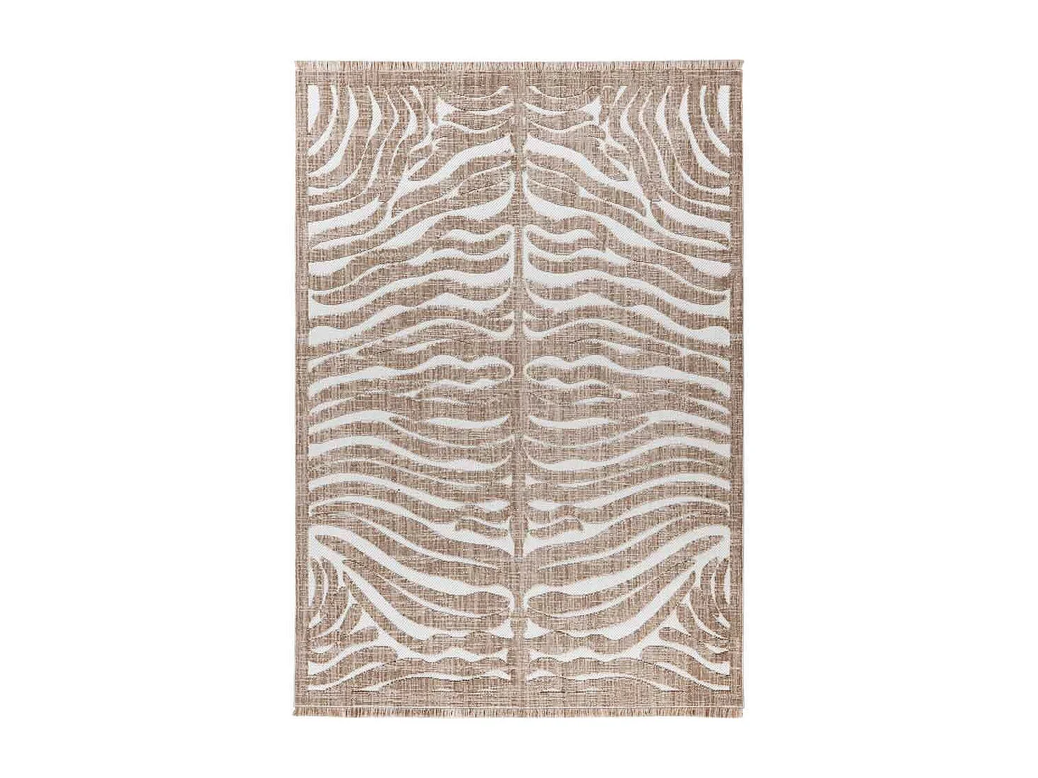 Tapis Tissé Ethnique à Poils Courts "Sarai II" Beige 80 x 150 cm