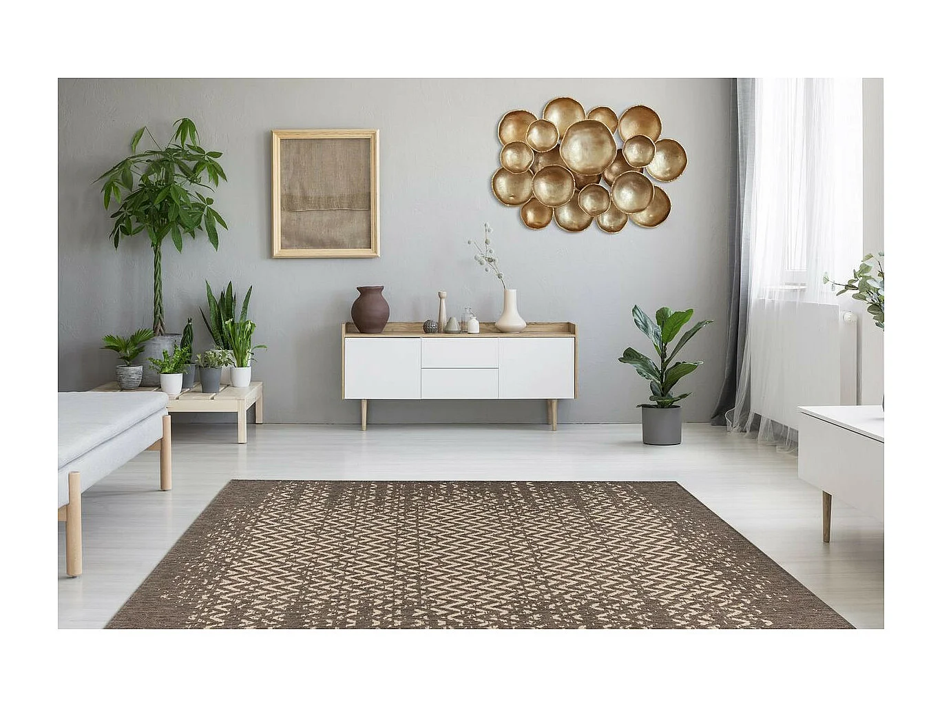 Tapis Tissé à Poils Plats "Splash" Marron 160 x 230 cm